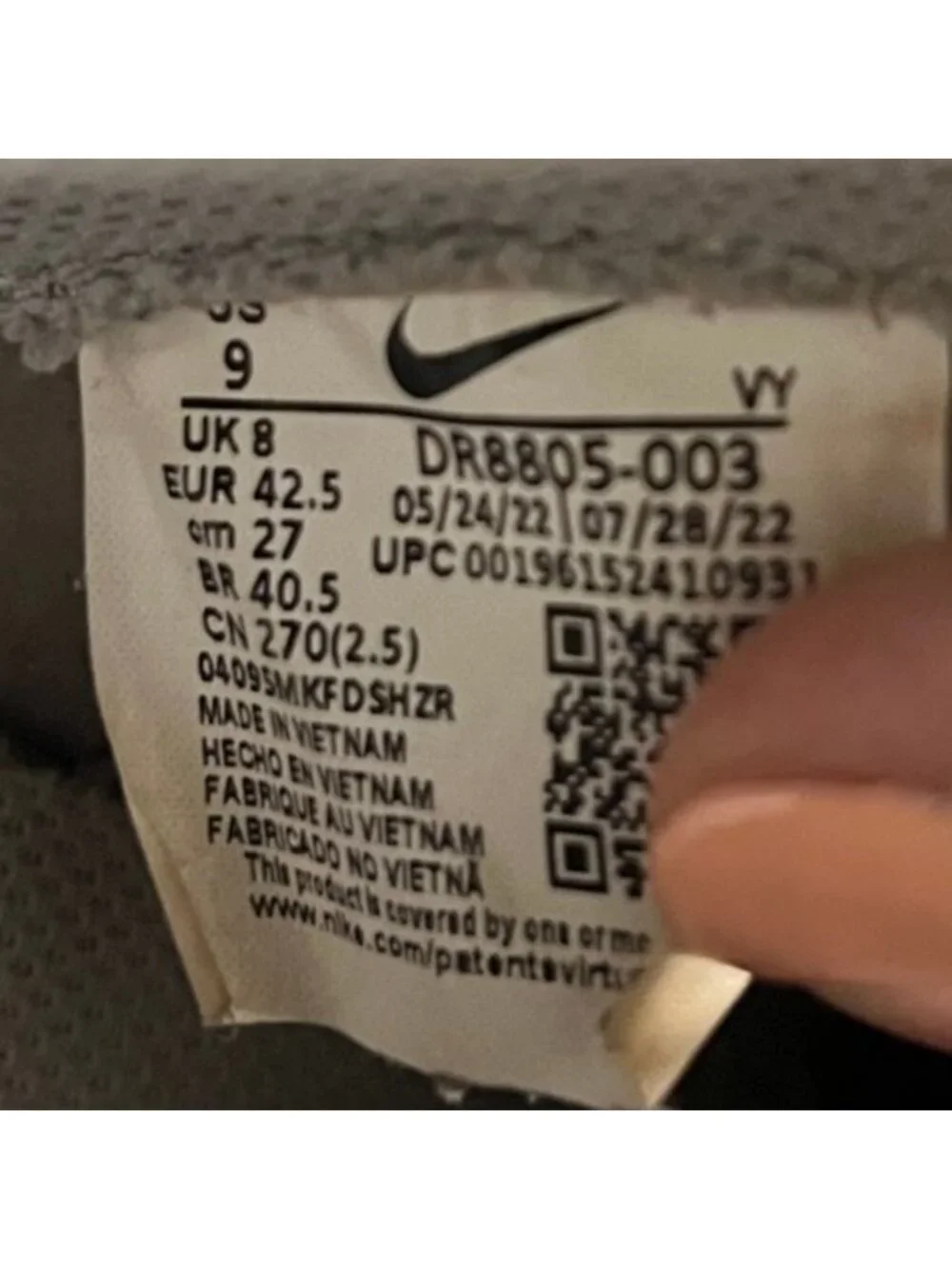 Nike Dunk High Retro Mens Size 9 Gray White Gum Athletic Leather Shoes Sneakers